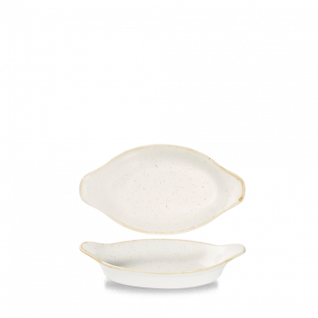 CHURCHILL STONECAST BARLEY WHITE SMALL OVAL EARED DISH - Mabrook Hotel Supplies
