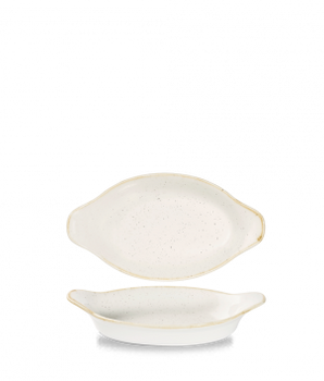 CHURCHILL STONECAST BARLEY WHITE SMALL OVAL EARED DISH - Mabrook Hotel Supplies