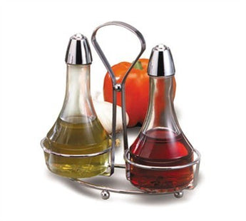 TABLECRAFT OIL & VINEGAR SET WITH CHROME RACK - Mabrook Hotel Supplies