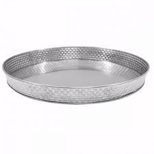 ROUND DINER PLATTER,STAINLESS STEEL CONSTRUCTION WITH BRICK PATTERN TEXTURE,DIM:26.5X3.5 CM - Mabrook Hotel Supplies