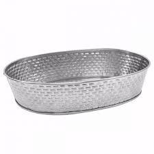 OVAL DINER PLATTER. STAINLESS STEEL CONSTRUCTION WITH BRICK PATTERN TEXTURE. DIM:9.5"X6"X1.5" - Mabrook Hotel Supplies