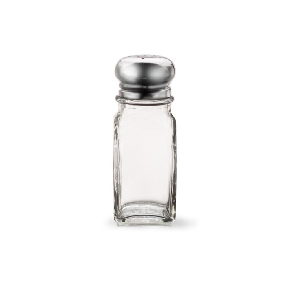 "DRIPCUT SALT & PEPPER SHAKERS; 2 OZ, GLASS SQUARE JAR WITH C" - Mabrook Hotel Supplies
