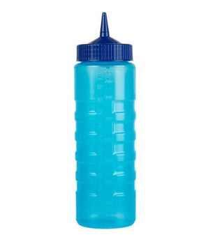 "COLOR MATE SQUEEZE BOTTLE DISPENSER, 24oz, WIDE MOUTH, STANDARD CAP, MOULDED IN OUNCE MARKING, POLYETHYLENE, BLUE BOTTLE" - Mabrook Hotel Supplies