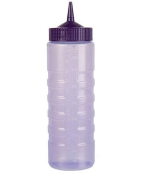 "COLOR MATE SQUEEZE BOTTLE DISPENSER, 24oz, WIDE MOUTH, STANDARD CAP, MOULDED IN OUNCE MARKING, POLYETHYLENE, PURPLE BOTTLE" - Mabrook Hotel Supplies