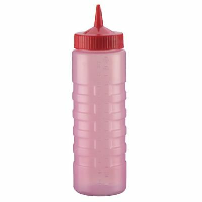 "COLOR MATE SQUEEZE BOTTLE DISPENSER, 24oz, WIDE MOUTH, STANDARD CAP, MOULDED IN OUNCE MARKING, POLYETHYLENE, RED BOTTLE" - Mabrook Hotel Supplies