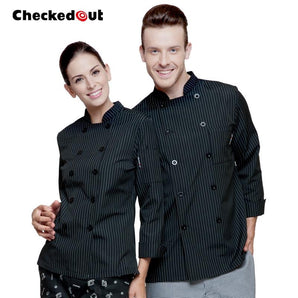 CHEF COATS MAN BLACK AND WHITE STRIPES - Mabrook Hotel Supplies