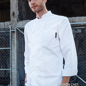 CHEF JACKET WHITE FLAT BOTTON - Mabrook Hotel Supplies