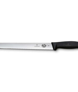 "VICTORINOX LARDING KNIFE, WAVY BLADE, FIBROX, 30 CM, BLACK H" - Mabrook Hotel Supplies