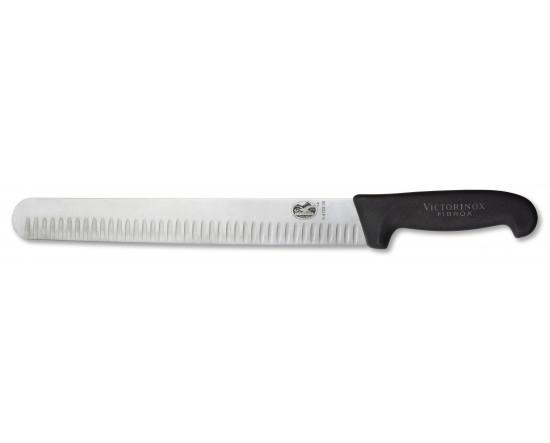 "VICTORINOC SLICING KNIFE, FLUTED BLADE, FIBROX, 36 CM, BLACK" - Mabrook Hotel Supplies