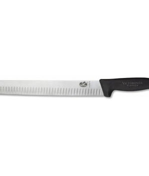 "VICTORINOC SLICING KNIFE, FLUTED BLADE, FIBROX, 36 CM, BLACK" - Mabrook Hotel Supplies