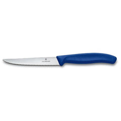 STEAK KNIFE WAVY EDGE WITH DISPOSABLE PROTECTION,BLUE,SWISS CLASSIC,DIM:11 CM(BOX WITH 20PCS) - Mabrook Hotel Supplies