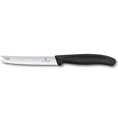 Swiss Classic Cheese & Sausage Knife with Fork tip, 11 cm, color: Black. - Mabrook Hotel Supplies