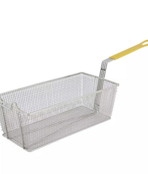 "WIRE FRY BASKET 16-3/4X8-3/4X6"" YELLOW HANDLE" - Mabrook Hotel Supplies