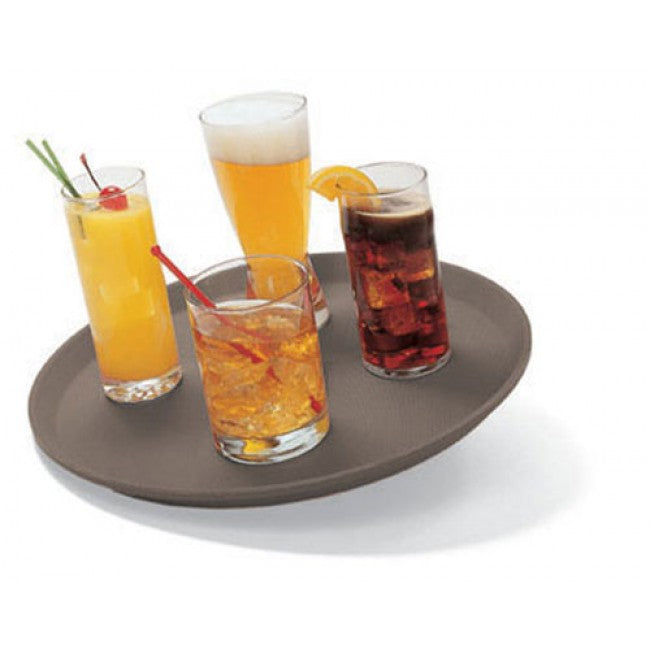 Cambro 1100CT138 11" Camtread Round Serving Tray - Tavern Tan - Mabrook Hotel Supplies