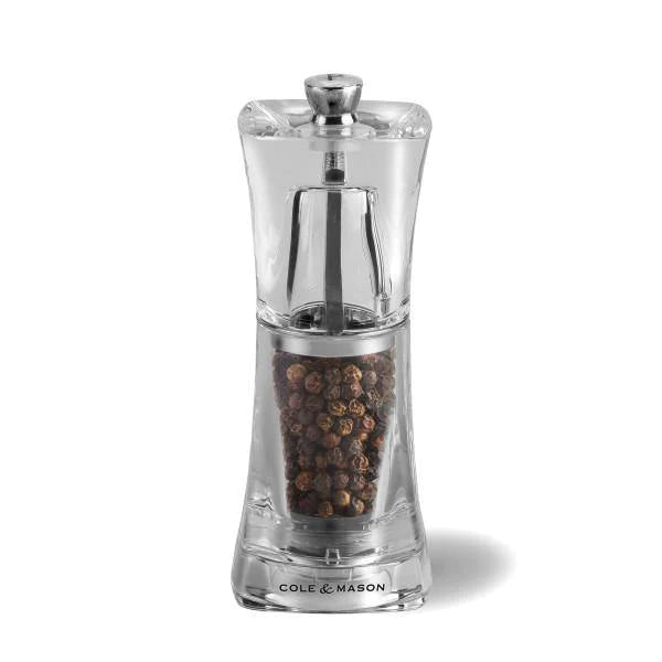 DKB CRYSTAL SALT & PEPPER MILLS 125MM - Mabrook Hotel Supplies