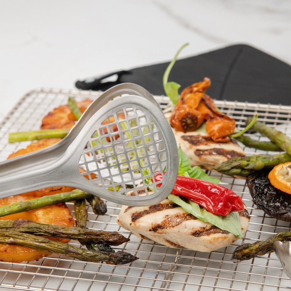 GRILL/FRY TONGS STAINLESS STEEL - 30 CM - Mabrook Hotel Supplies