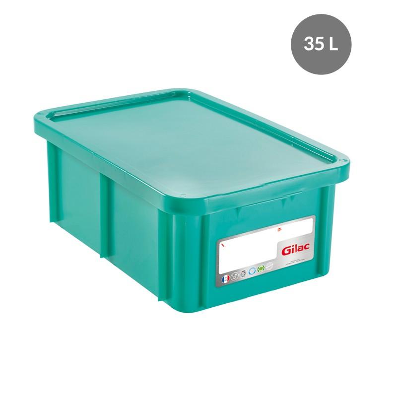 "RECTANGULAR CONTAINER WITH LID, COLOR: GREEN, CAPACITY 35 L" - Mabrook Hotel Supplies