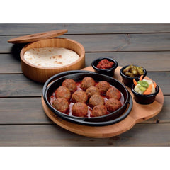 LAVA ROUND DISH AND WOODEN PLATTER WITHOUT SAUCE CUPS - š?20 CM - Mabrook Hotel Supplies
