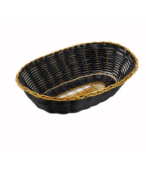 "9X6.25X2.25"" OVAL GOLDEN TRIM BLACK BASKET" - Mabrook Hotel Supplies