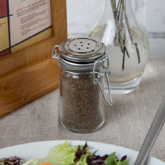 SALT & PEPPER GLASS SHAKERS RELEASABLE WITH S/S CLIP TOP - Mabrook Hotel Supplies