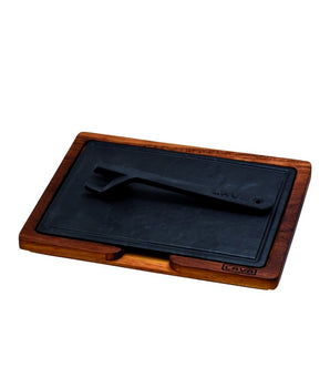 IROKO WOODEN PLATTER & CAST IRON HOT PLATE - Mabrook Hotel Supplies