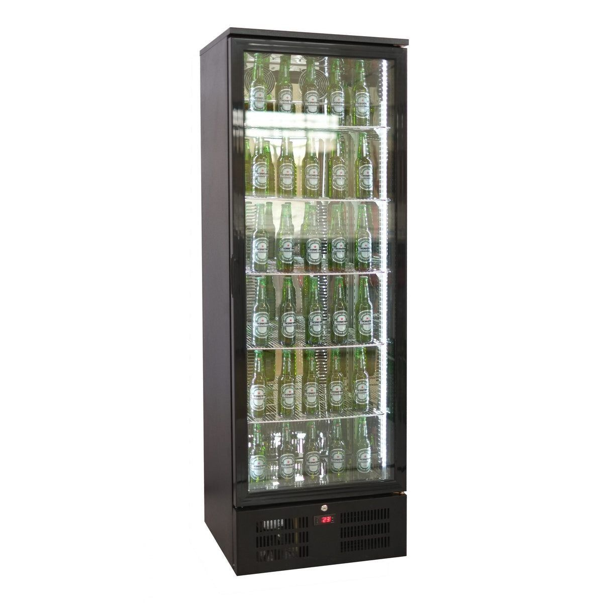 Single Door Black Upright Display Cooler - Mabrook Hotel Supplies