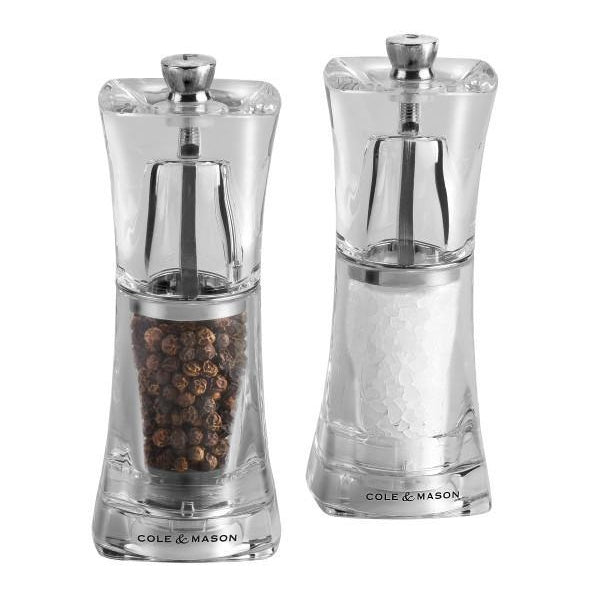 DKB CRYSTAL SALT & PEPPER MILLS 125MM - Mabrook Hotel Supplies