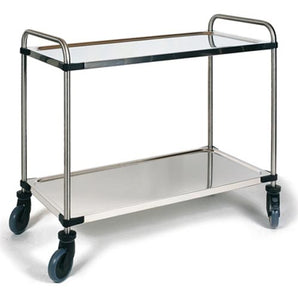 RIEBER STAINLESS STEEL SERVICE TROLLEY 2 SHELVES - Mabrook Hotel Supplies