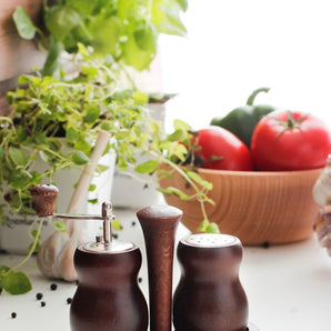 BISETTI PEPPER MILL AND SALT SHAKER SET IN WALNUT WOOD - 10 CM - Mabrook Hotel Supplies